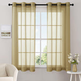 Elegant Lightweight Grommet Light Filtering Window Solid Color Sheer Curtains Dark Gold 42Wx63L